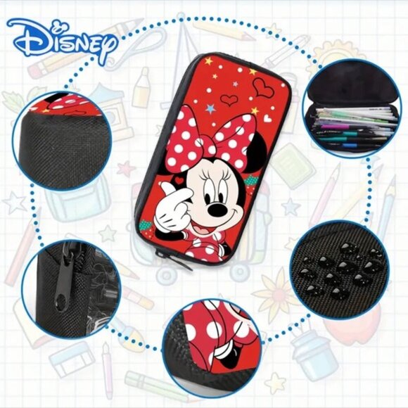 Disney Minnie Mouse Red White Pen Pencil Case Multipurpose Storage Case NEW - Picture 4 of 15
